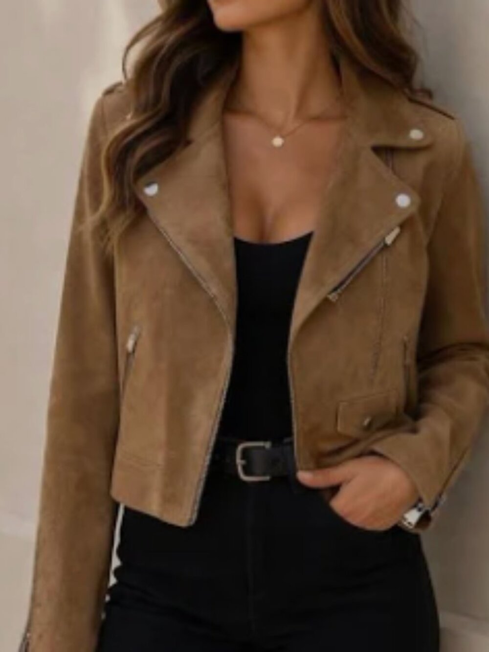 MANGO 100% LEATHER MOTO BIKER JACKET WOMEN, SIZE S